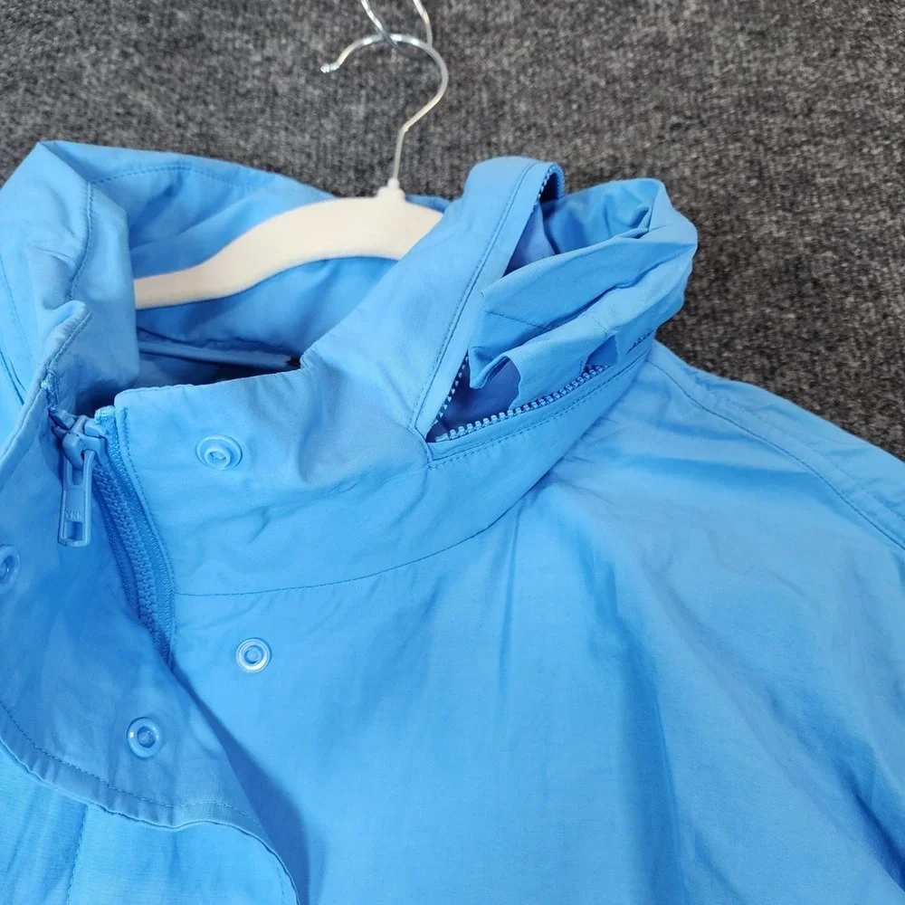 NWT Eileen Fisher Hidden‎ Hood Stand Collar Organic Cotton Nylon Rain Jacket L